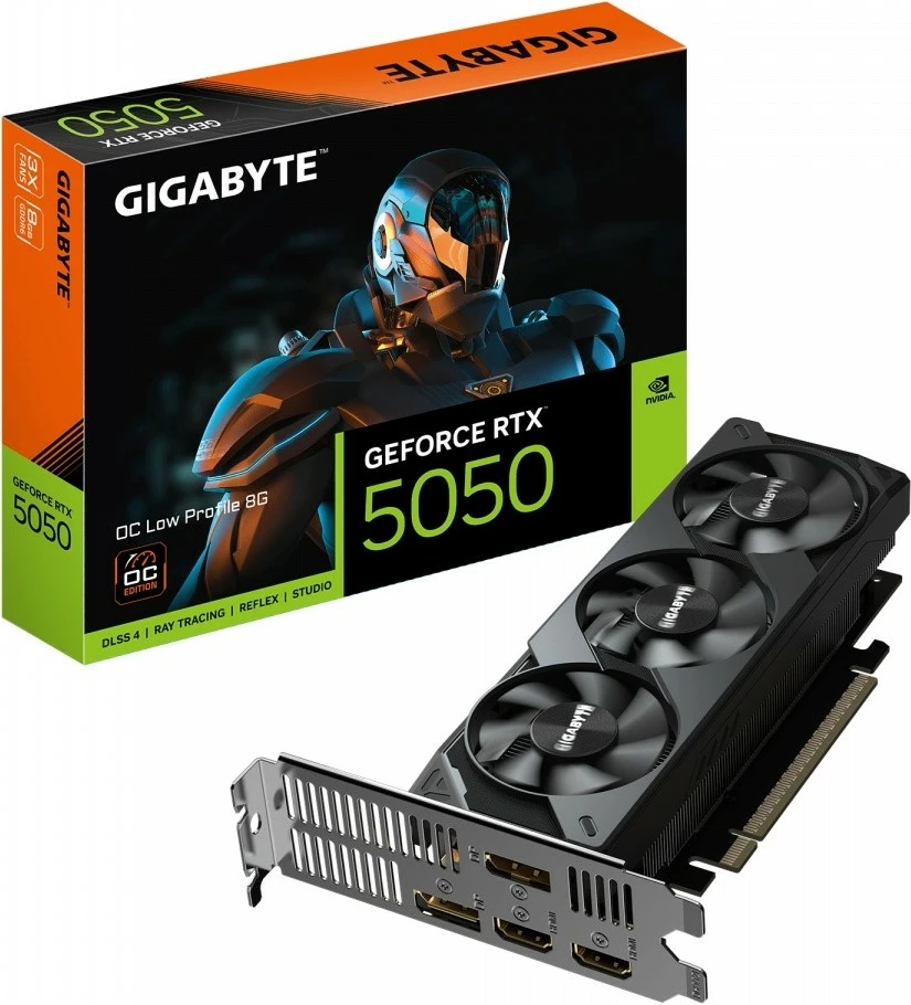 Grafična kartica Gigabyte GeForce RTX 5050 Low Profile OC, 8GB GDDR6, 128-bit, 3 ventilatorji