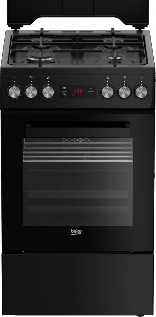 Pečica in kuhalna plošča Beko FSM52331DBDS, 60 l, 4 kuhališča, plin in elektrika, črna