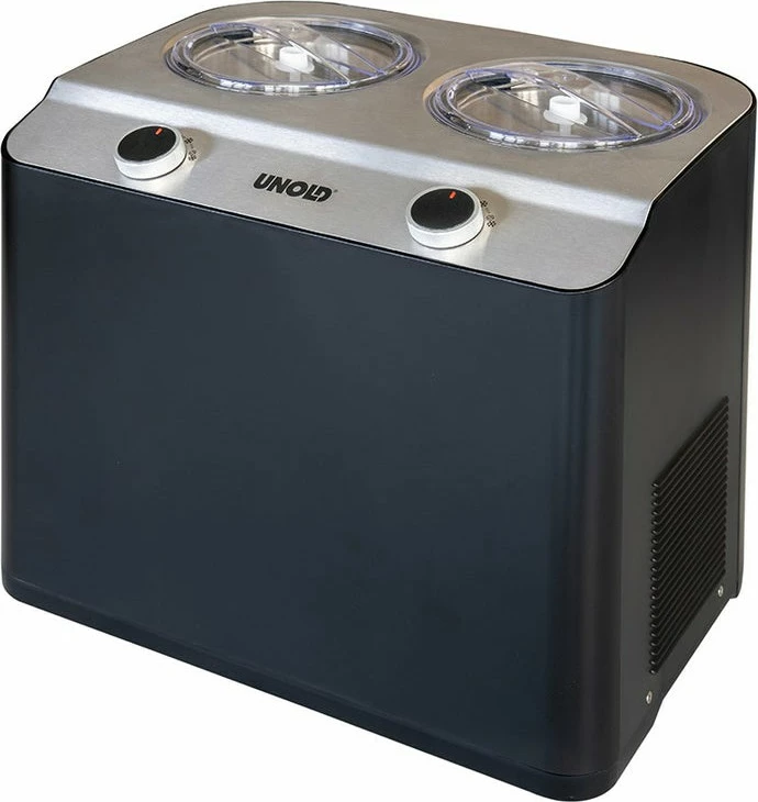 Aparat za sladoled Doppio UNOLD, 2,4 L, 2 posodi, kompresor, inox, črn