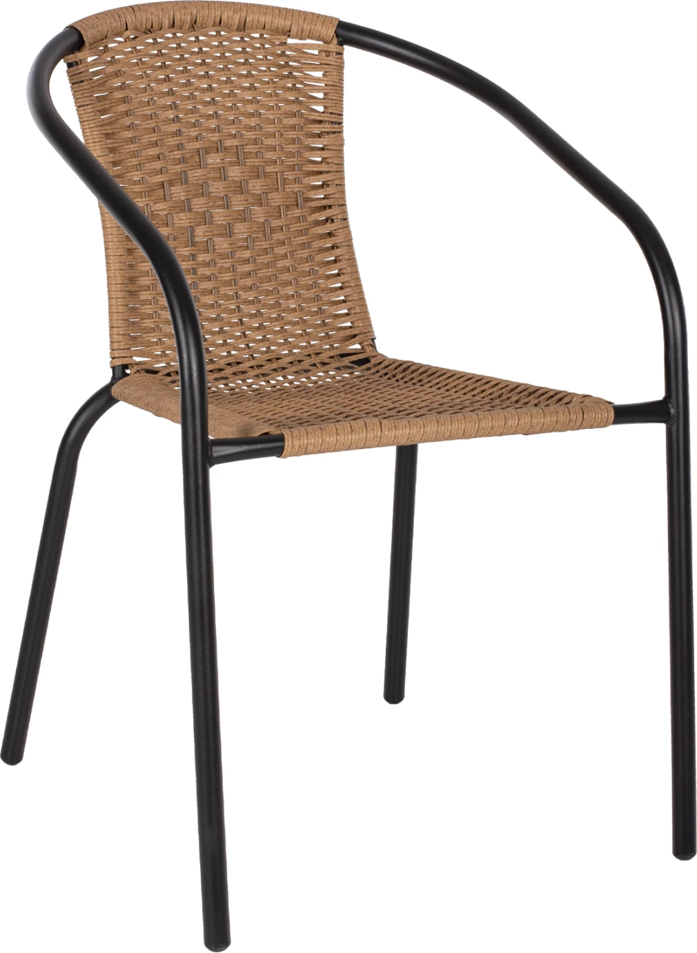 Stol CAMEL FH5015.04 kovinski okvir črn z ratanom v naravni barvi