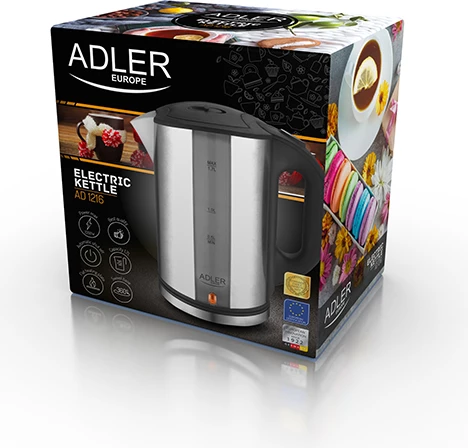 Električni grelnik vode Adler AD 1216, 1,7 L, 1850–2200 W, inox