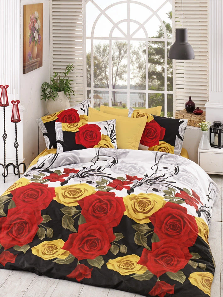 Prevleka za odejo king size Ranforce, L'essentiel, Bionca Perla - rumena, rdeča, bela, črna, zelena