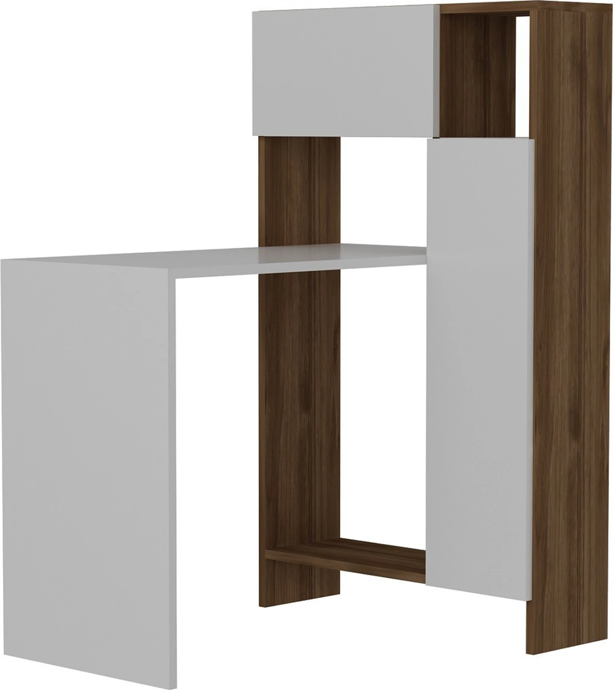 Pisarniška miza z knjižno omaro FH9087.01 bela oreh 90x72,1x120Y cm