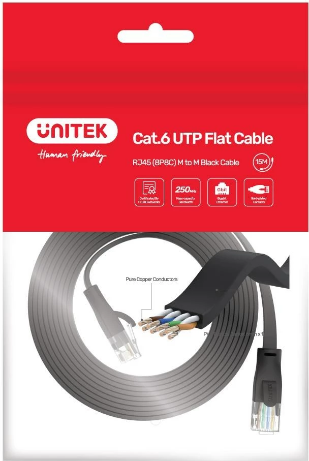 Omrežni kabel Cat 6 UTP RJ45, 3 m, črn Unitek