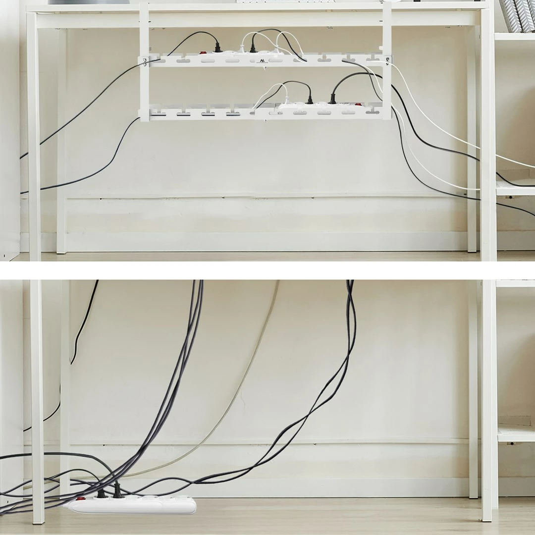 Organizator kablov pod mizo Maclean MC-102 W, 2 nivoja, jeklo, bel