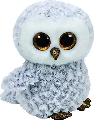 Plišasta maskota Owlette, TY Beanie Boos, 24 cm, bela/siva