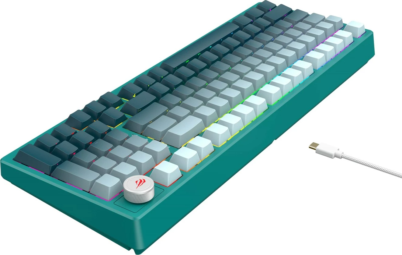 Mehanska gaming tipkovnica HAVIT KB899L, RGB LED, teal