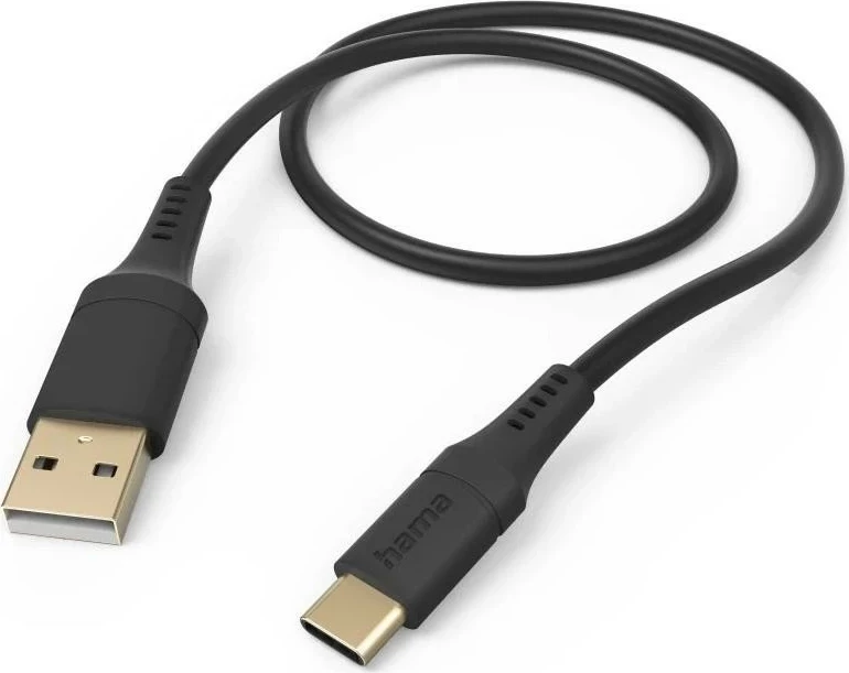 Fleksibilen kabel USB-A/USB-C 1,5 m, Hama, črn