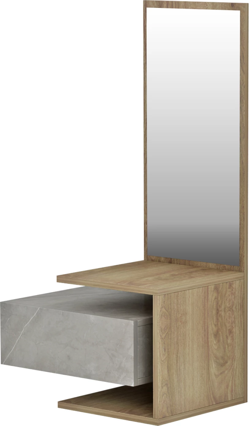 Pohištvo za predsobo z ogledalom MEARA FH8984.12 melamin v sivi kamniti teksturi-naravno 49,1x31,3x90Hcm