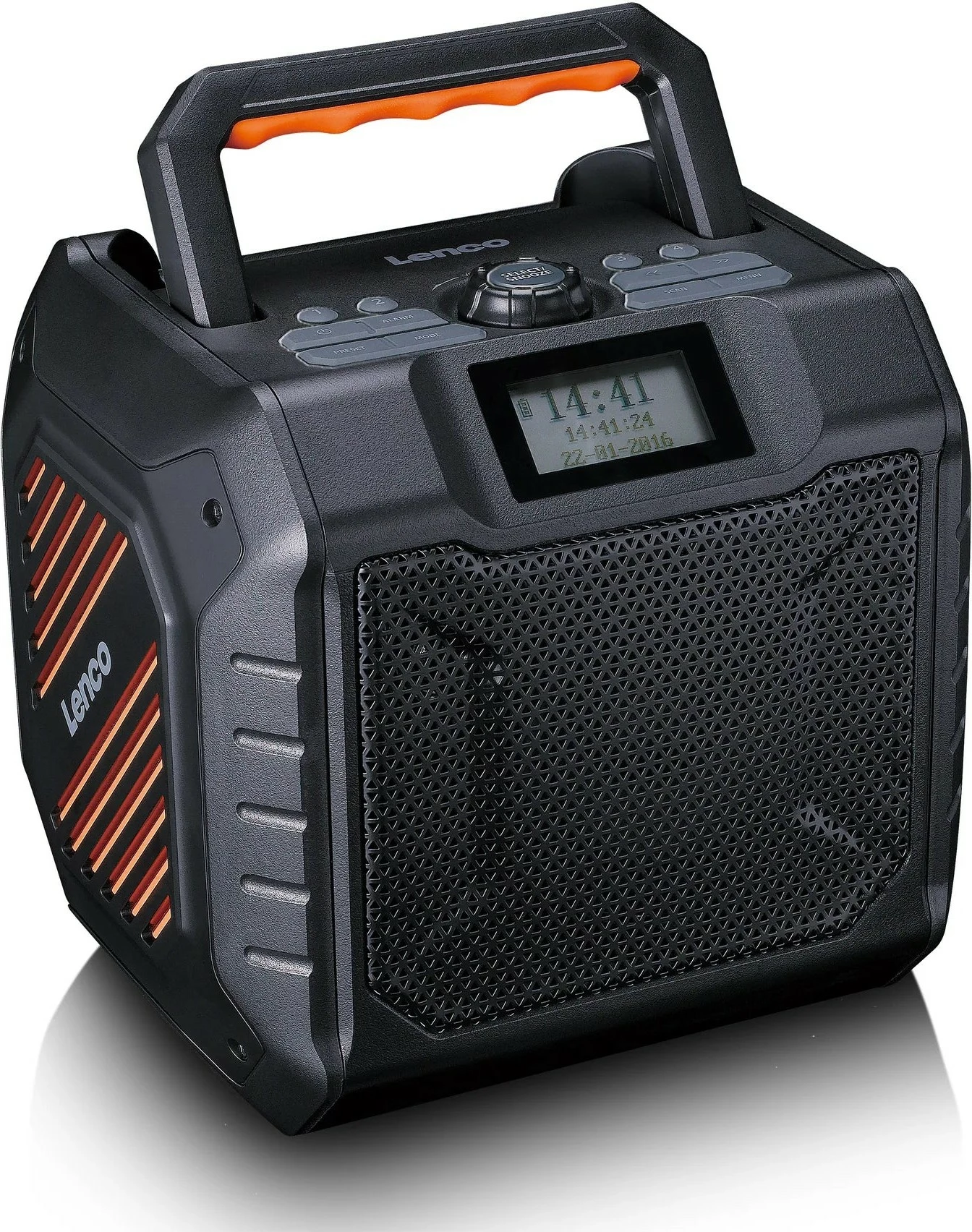 Prenosni radio z Bluetooth, 30 ur baterije, SD, črno/oranžen Lenco ODR-160GY Prenosni radio z Bluetooth, 30 ur baterije, SD, črno/oranžen Lenco ODR-160GY