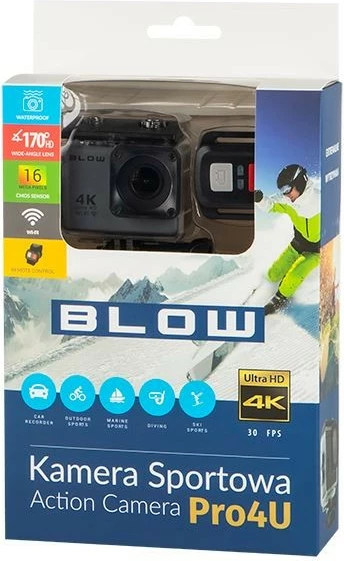 Športna kamera Pro4U BLOW, 4K Ultra HD, WiFi, 16 MP, črna, vodotesen ohišje in dodatki