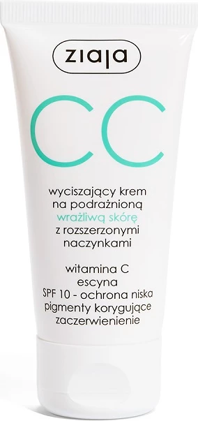 Umirjajoča CC krema za obraz za ženske Ziaja CC Calming Cream, SPF10, 50 ml