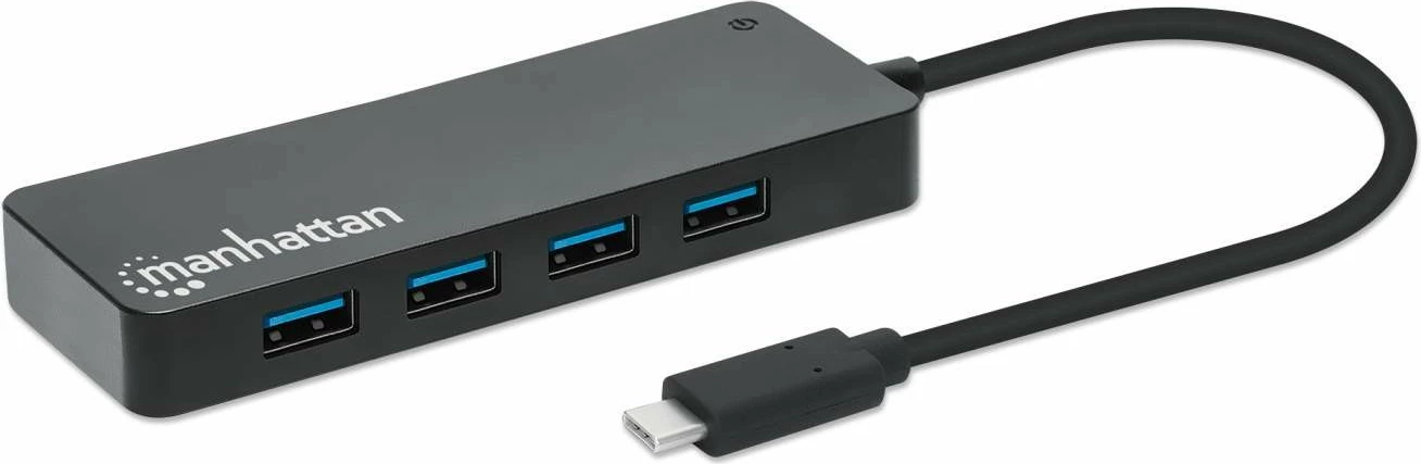 USB razdelilec 7 vrat MANHATTAN, USB-C na USB-A, 5 Gbit/s, črn
