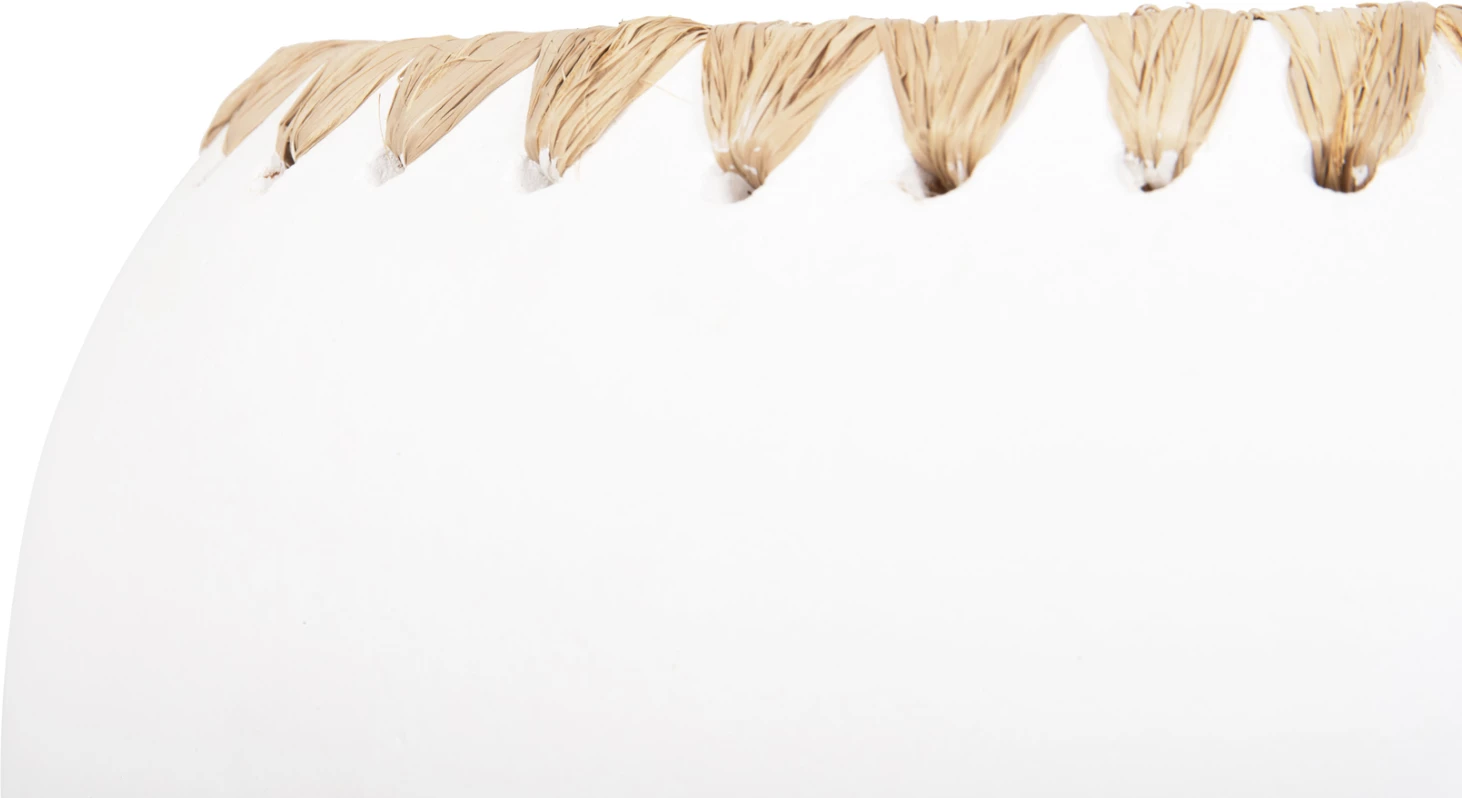 Dekorativna vaza FH4375 iz terakote v beli barvi s slamnato pletenino na robu Φ29x23Hcm