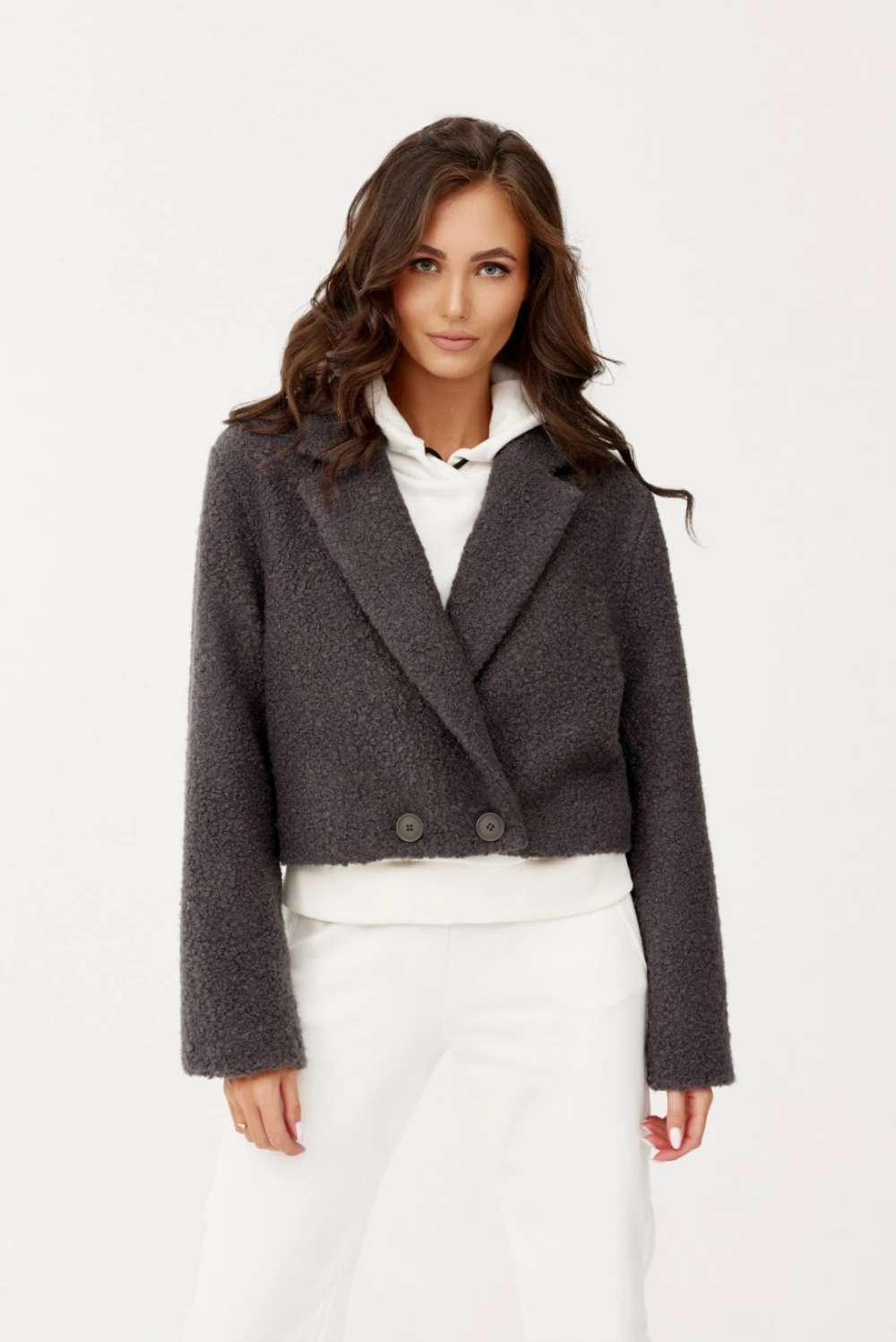 Kratka jakna za ženske Roco Fashion model 185059, barva pepelasta
