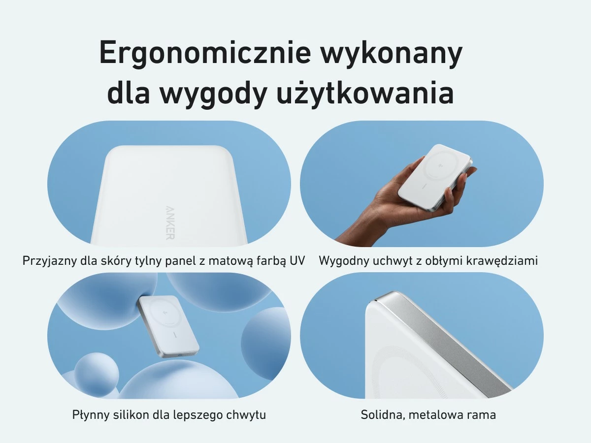 Brezžični powerbank 10000mAh Anker MagGo A1664H21 USB‑C za iPhone MagSafe, bel