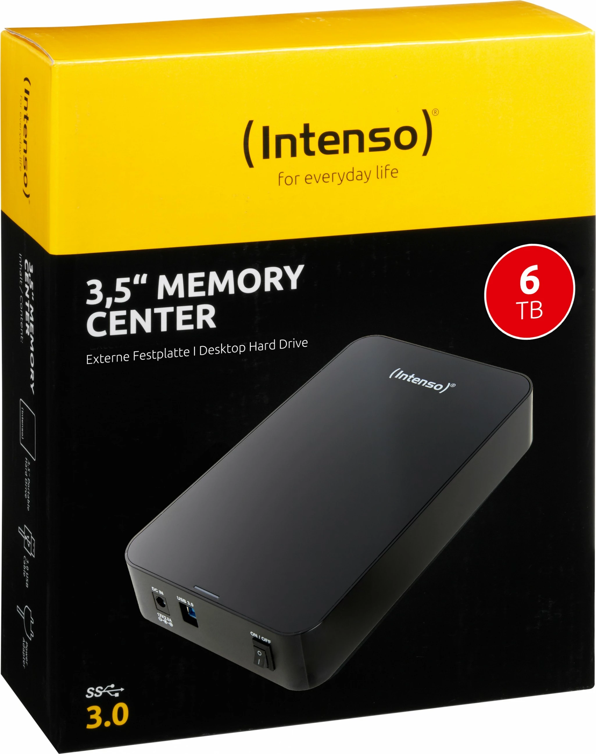 Zunanji trdi disk 6 TB Intenso Memory Center, 3,5", USB 3.2 Gen 1, 5400 RPM, črn