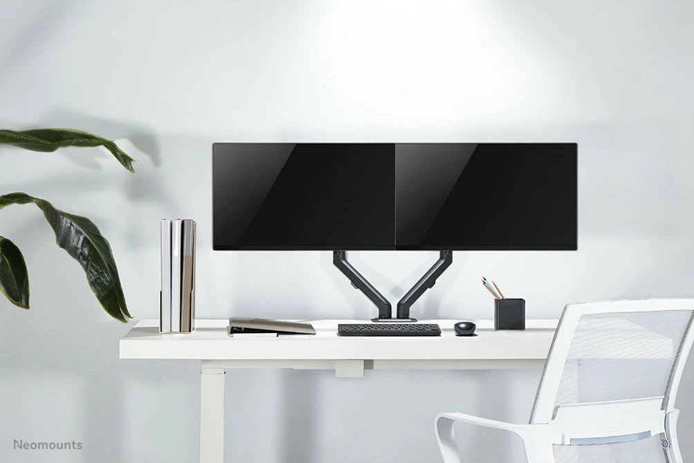 Nosilec za dva monitorja Neomounts FPMA-D650DBLACK, 17–27 palcev, nastavljiva višina z gas spring, črn Nosilec za dva monitorja Neomounts FPMA-D650DBLACK, 17–27 palcev, nastavljiva višina z gas spring, črn