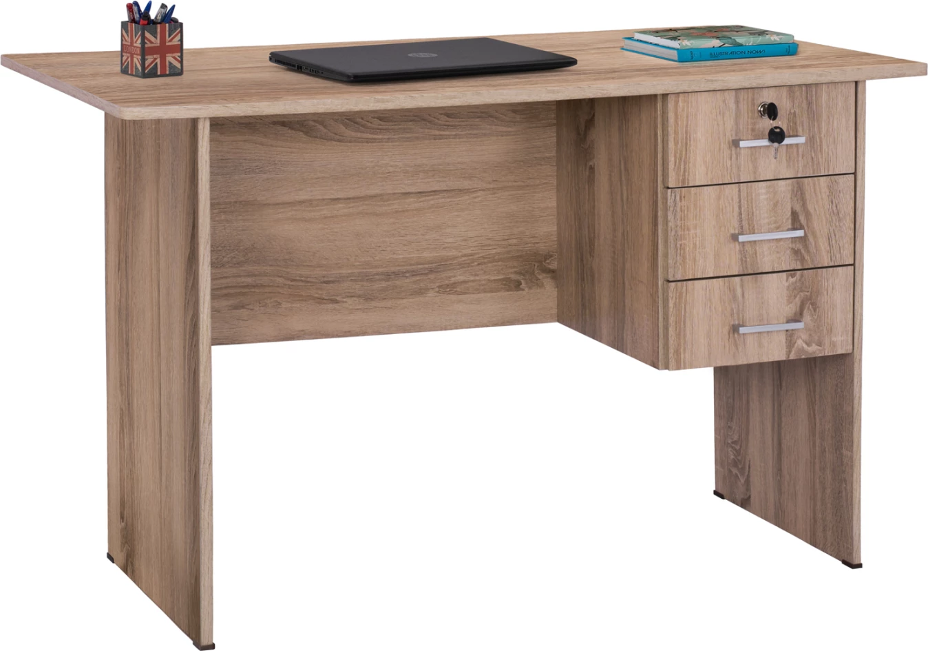 Pisarniško pohištvo iz melamina s 3 predali FH2268.02 sive barve 120x60x75 cm