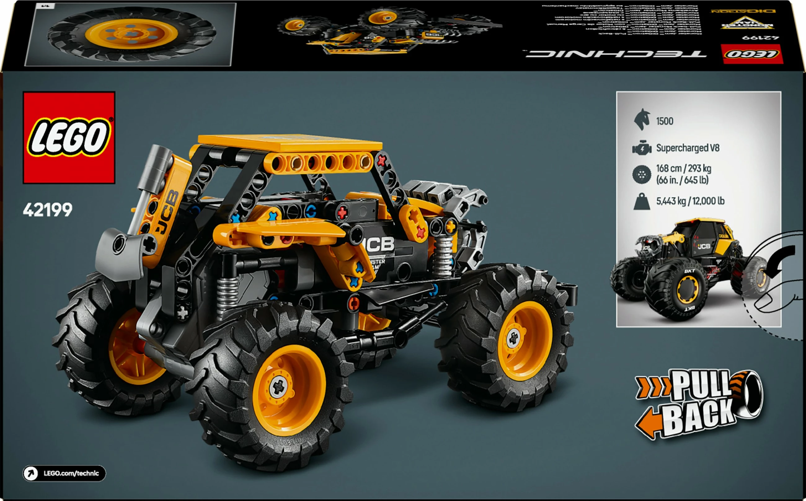 Igrača za sestavljanje LEGO Technic Monster Jam DIGatron 42199, 218 kosov, pull-back, večbarven