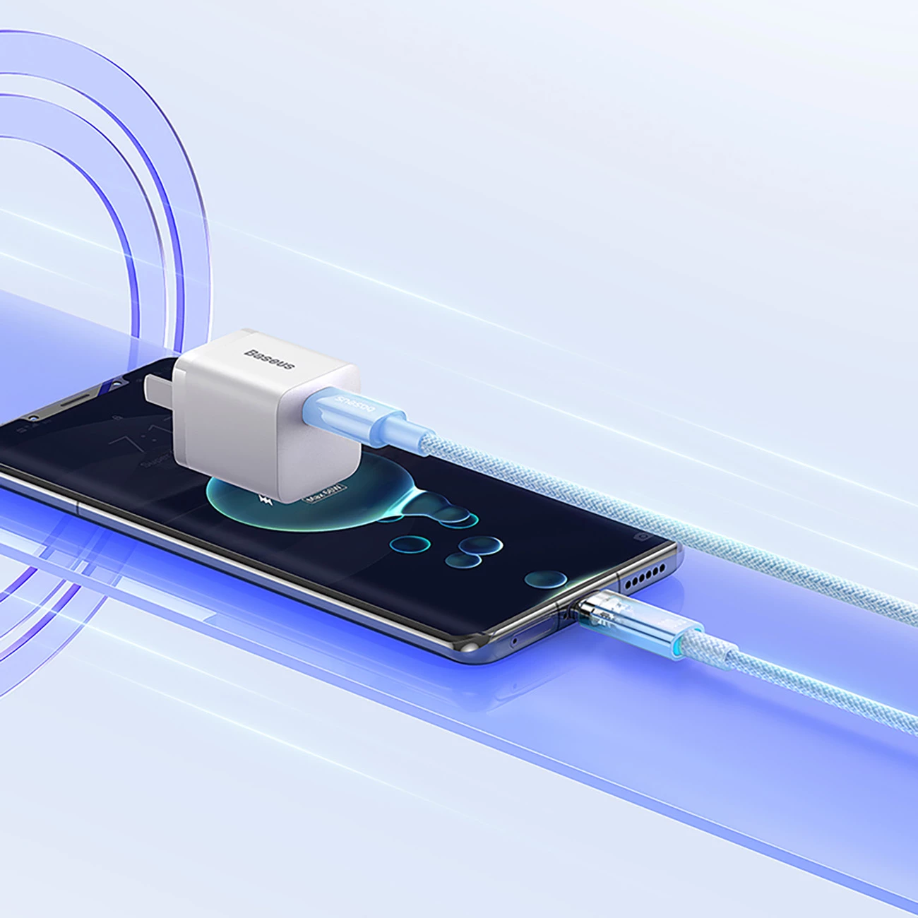 USB-C kabel za hitro polnjenje in prenos Baseus Explorer 2 m, 100W, senzor temperature, moder