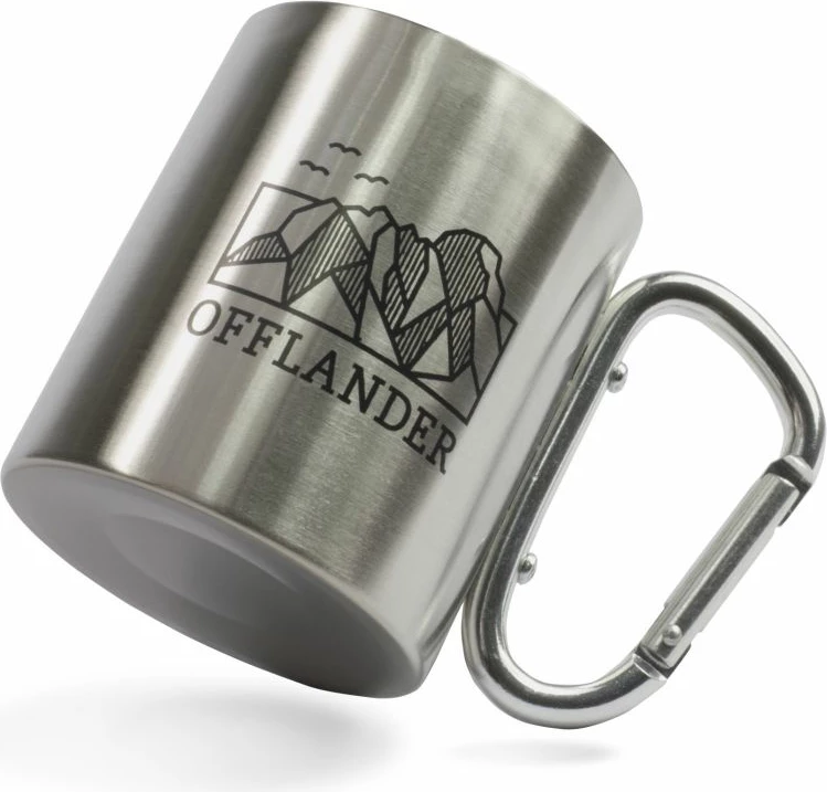Kampirski lonček s karabinom Offlander, jeklo, sivo/srebrn