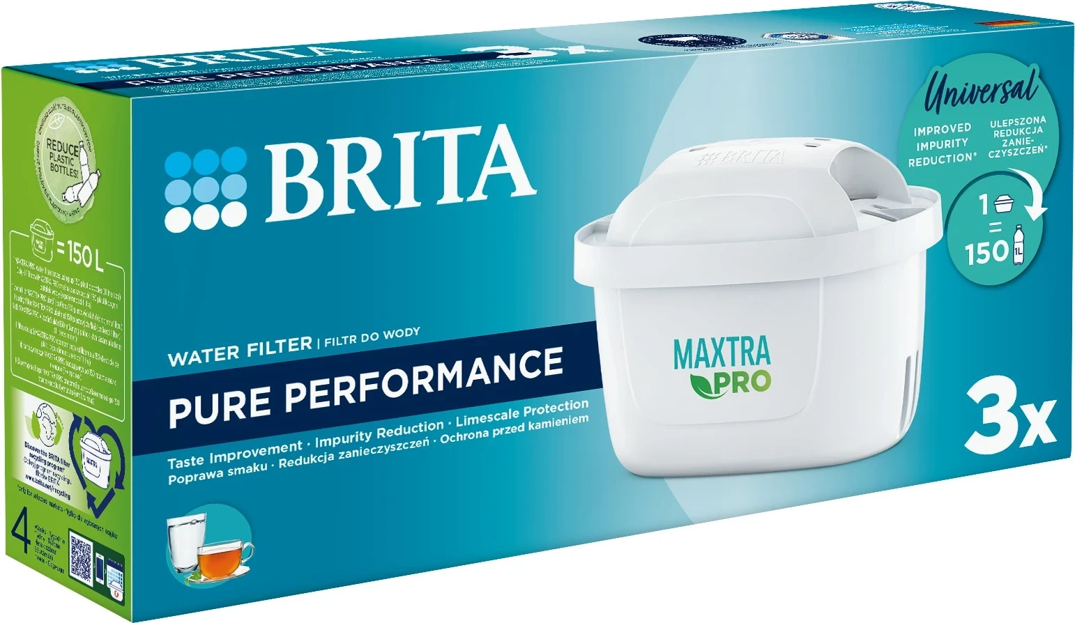 Filtri za vodo Brita MX+ Pro Pure Performance, 150 L, 3 kosa, beli