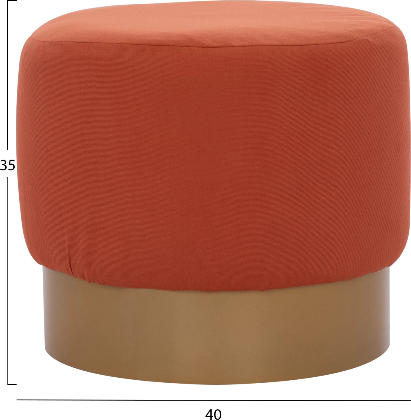 Okrogli pouf/stol FH9260.02 iz koralnega blaga, zlata okrogla osnova