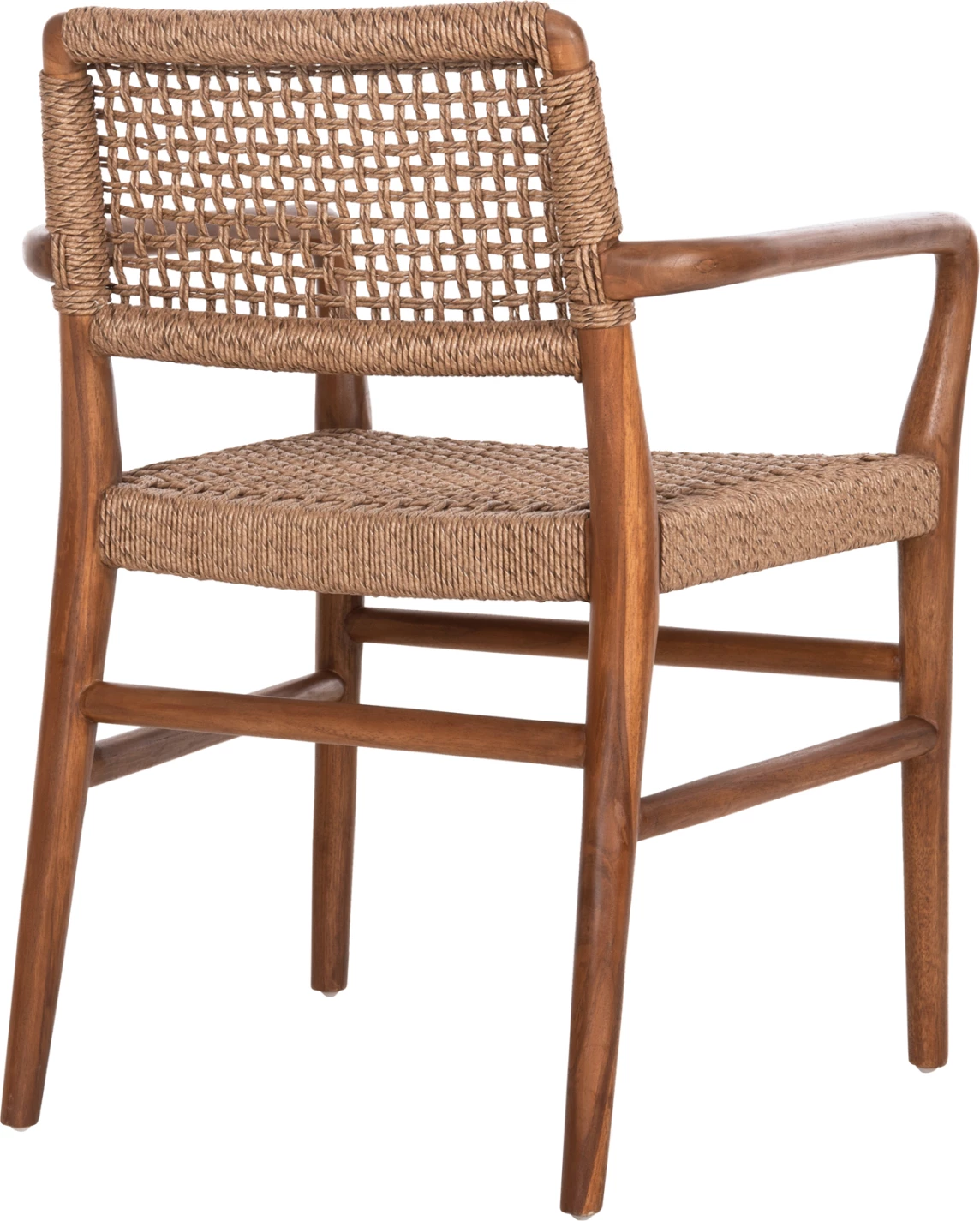 Jedilniški naslanjač ROSCO FH6132.01 iz tikovine v barvi oreha-VIRO vrv v rjavi 56x54,5x78Hcm