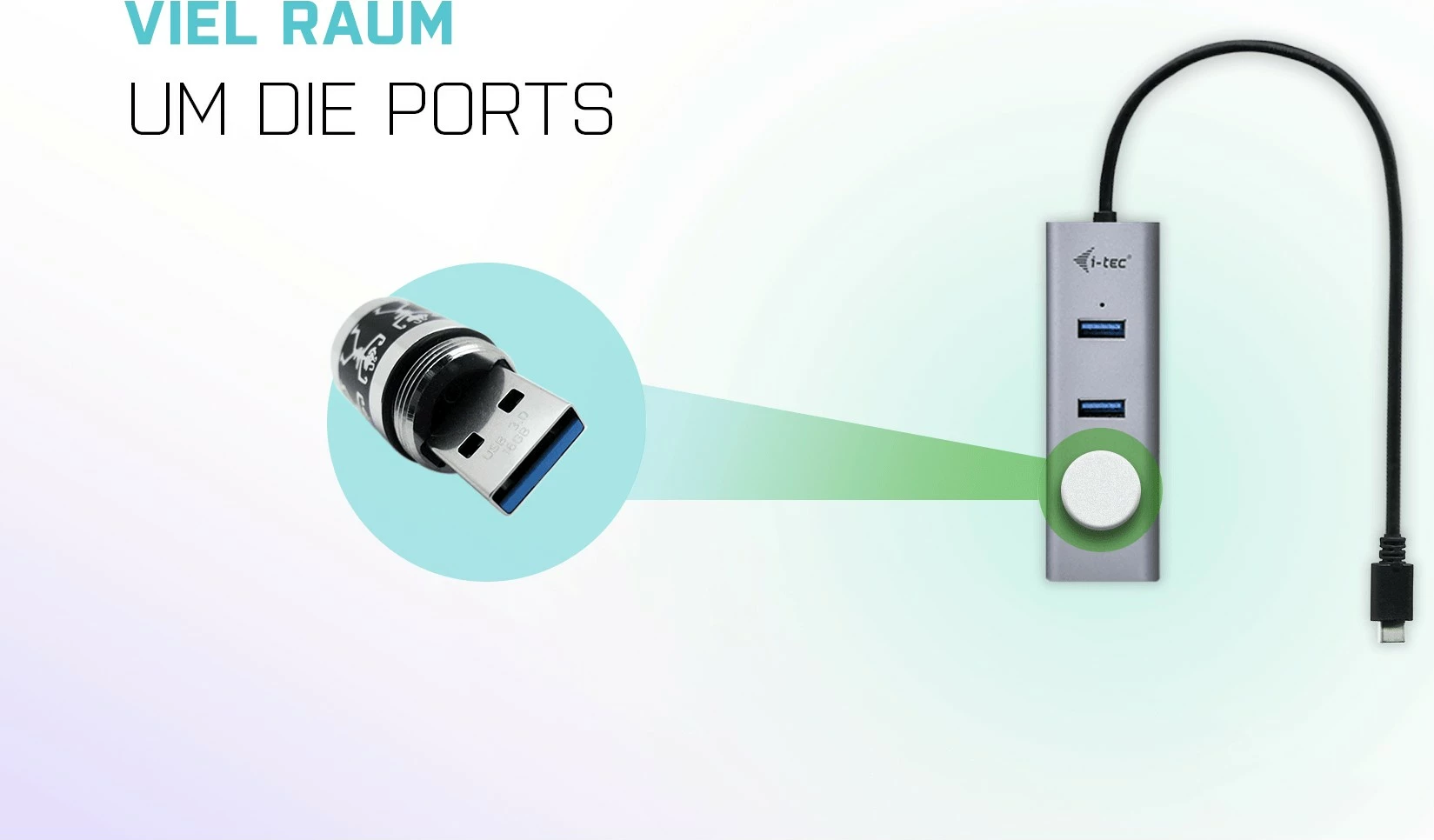 USB-C razdelilec I-Tec, 4 vrata, USB 3.2 Gen 1, 5000 Mbit/s, srebrno-siv