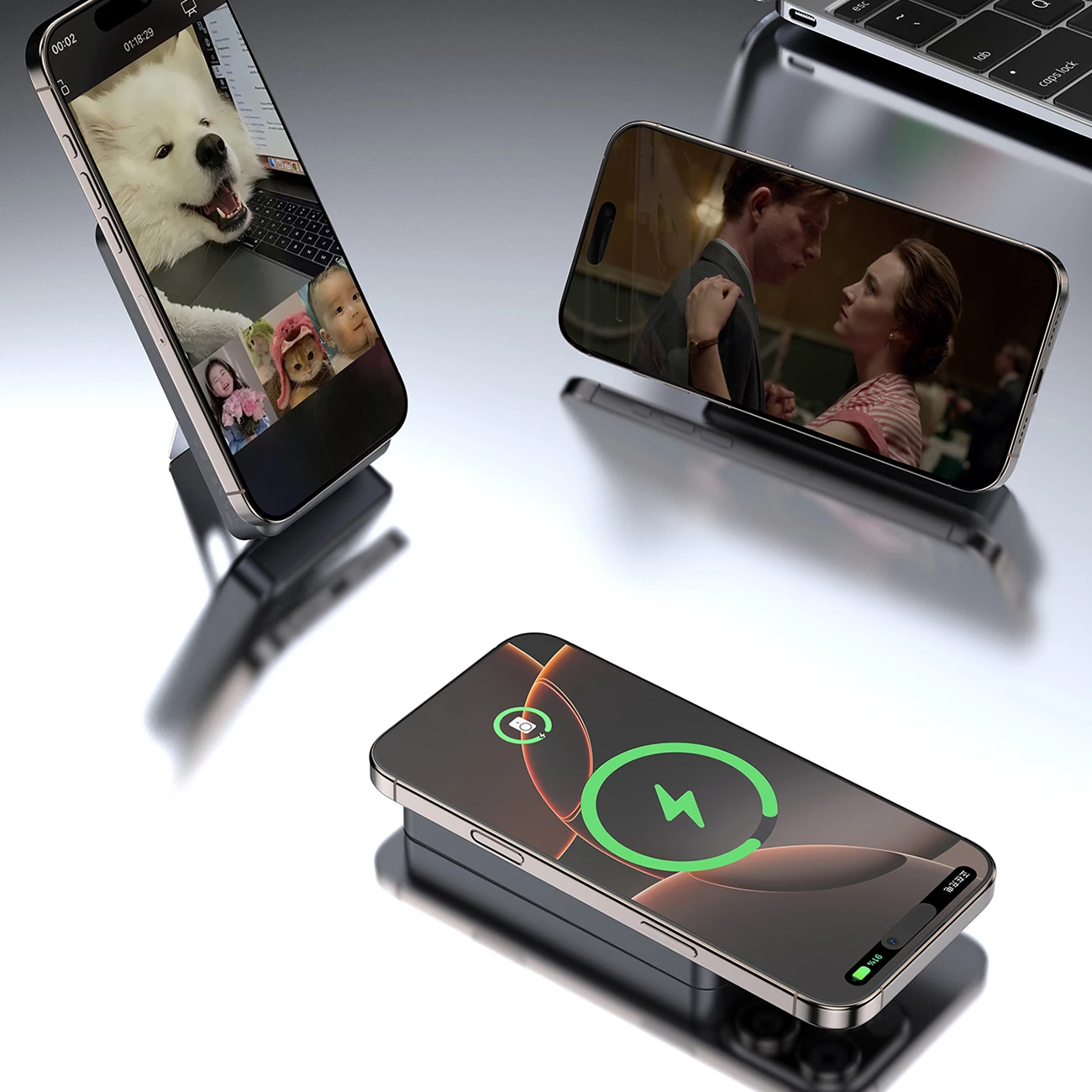 Prenosna baterija 10000 mAh, MagSafe, z metalnim ohišjem, USB-C/Lightning, Dudao K29, srebrna