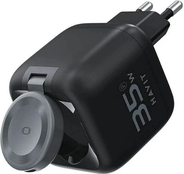 Potovalni polnilec z izvlečnim kablom HAVIT UC250 A-EU GaN, 35 W, črn
