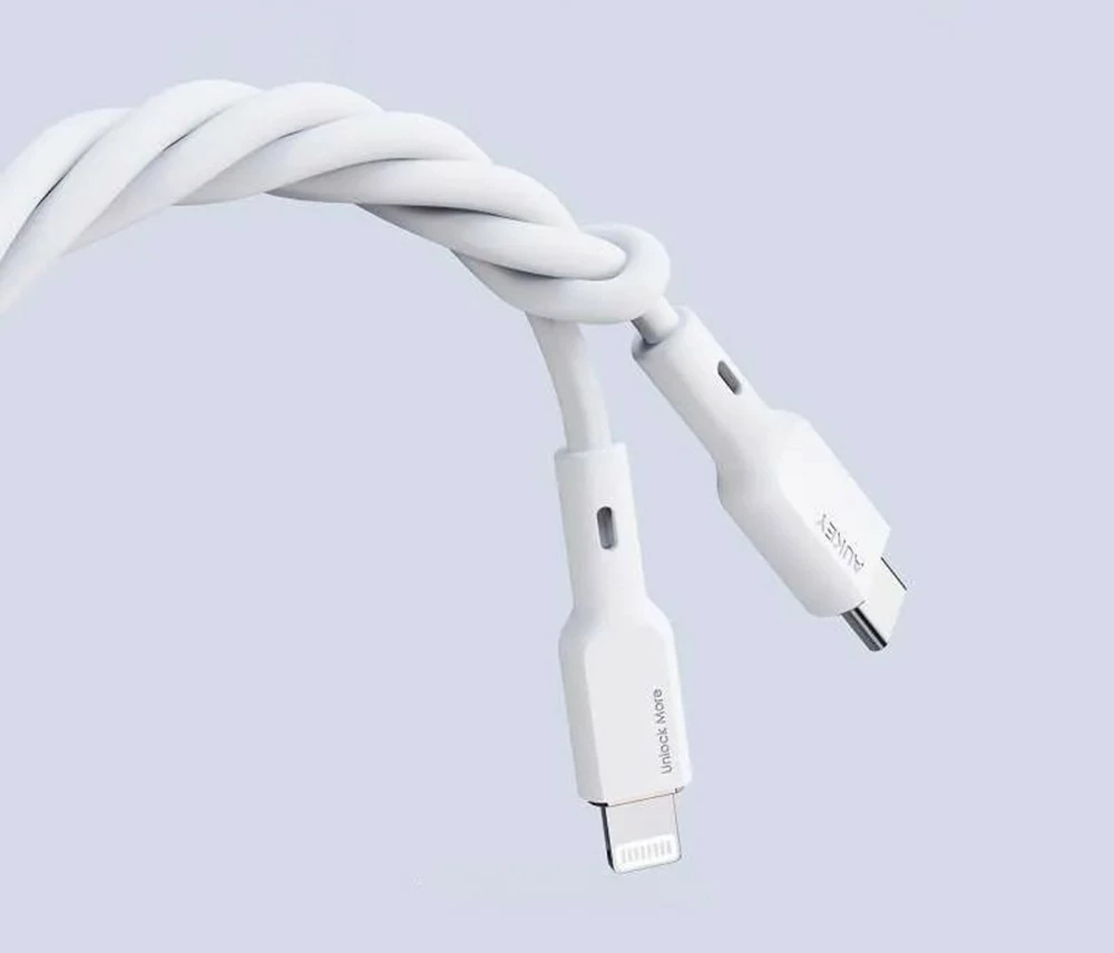Kabel USB-C na Lightning, 1,8 m, silikon, bel — AUKEY CB-SCL2