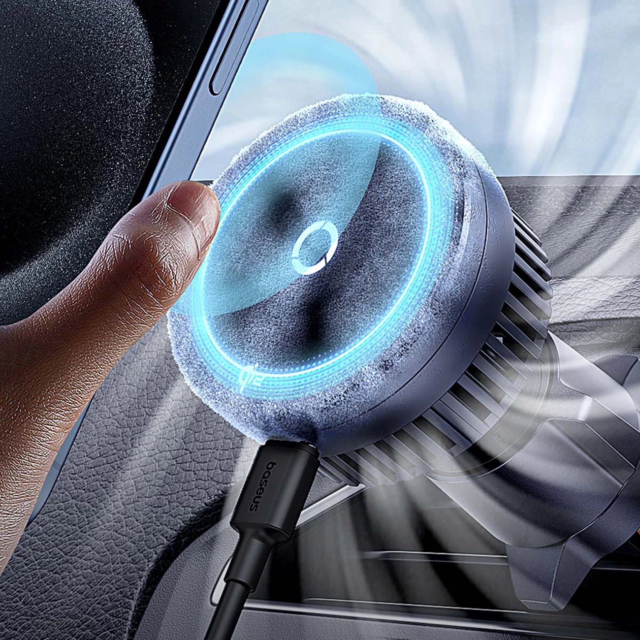Magnetni nosilec z brezžičnim polnjenjem 15W Baseus MagPro BS-CW04 za zračnik avtomobila, črn