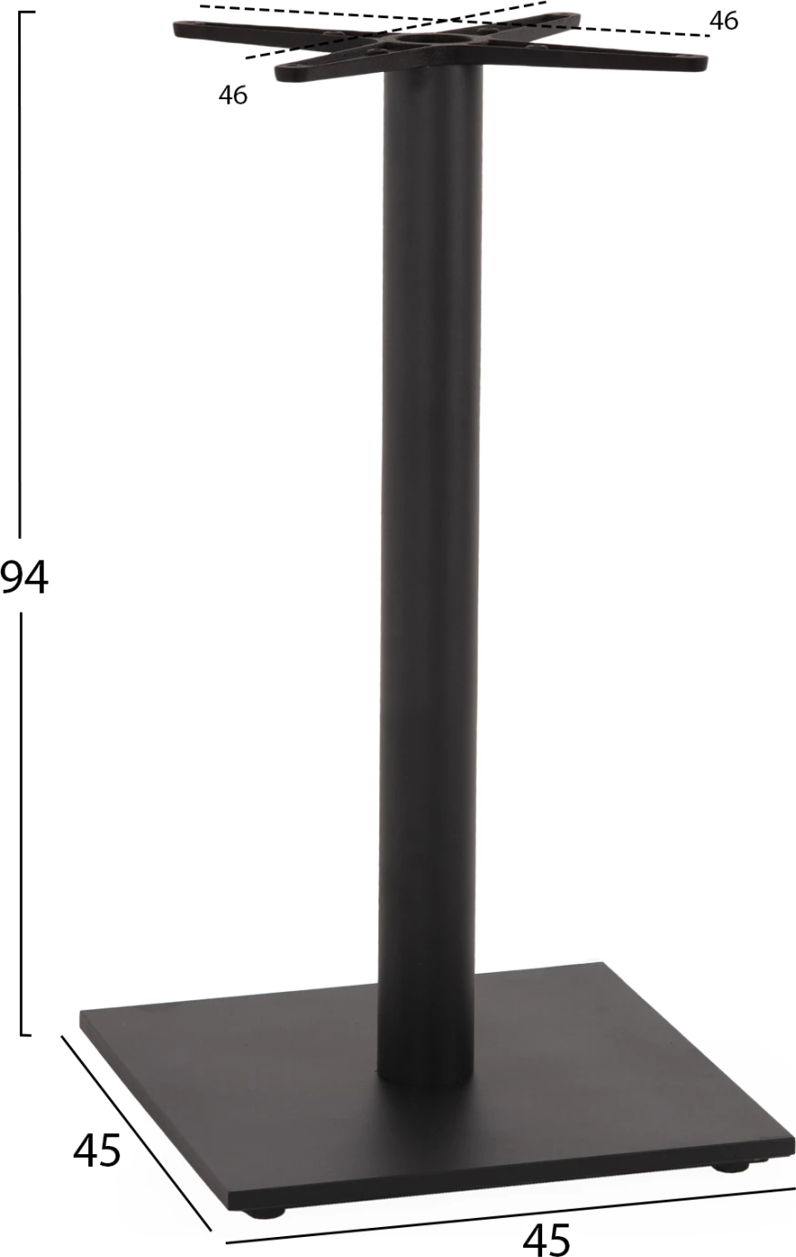 Osnova za barsko mizo FH474.20 srednje višine-mat siva kovina-nastavljivost višine-križ 46Χ46cm 45Χ45Χ94Hcm