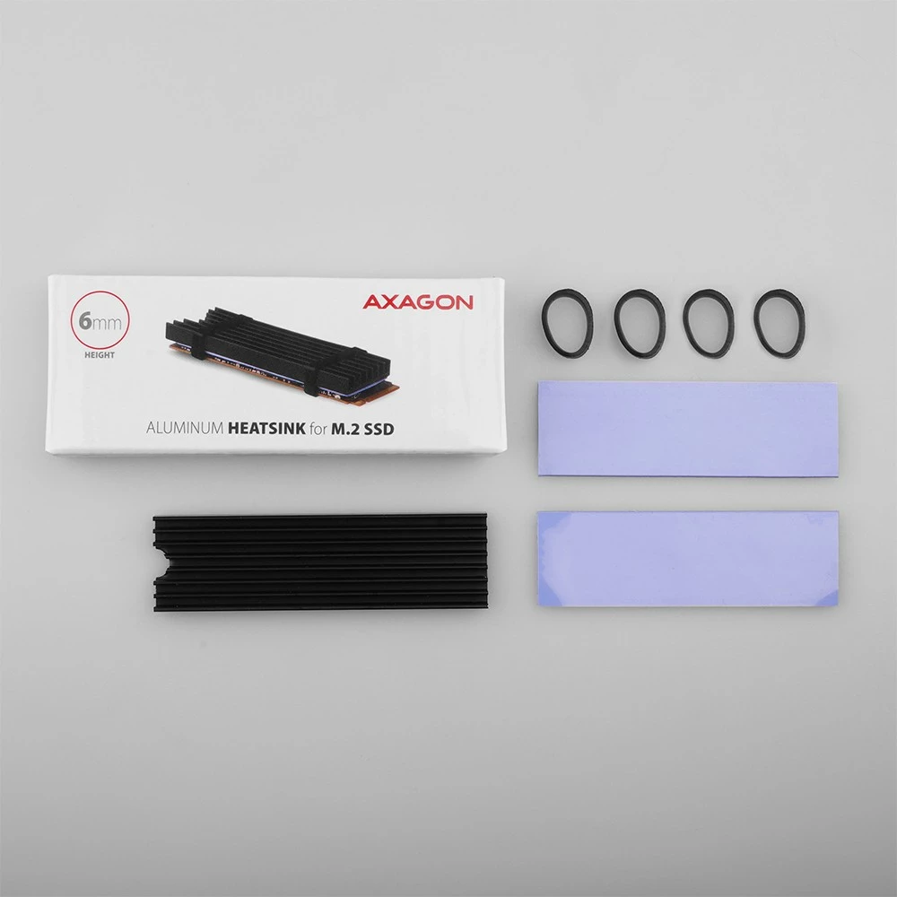 Pasivni radiator za SSD M.2, alumin, 22x80 mm, črn, AXAGON CLR-M2L6 Pasivni radiator za SSD M.2, alumin, 22x80 mm, črn, AXAGON CLR-M2L6