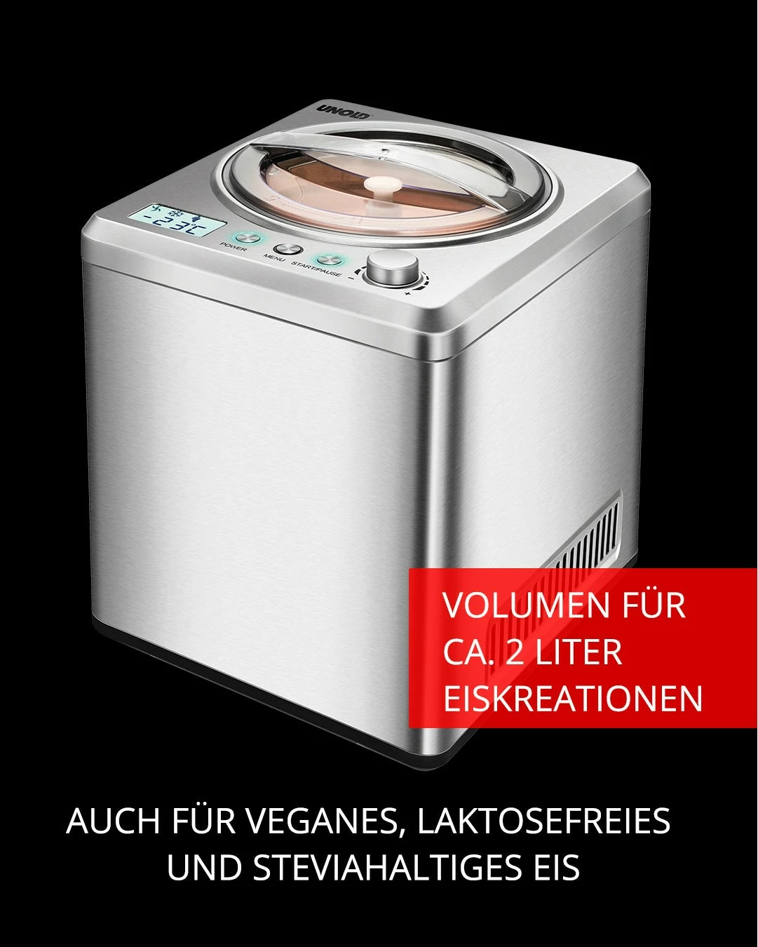 Aparat za sladoled UNOLD 48872, kompresor, 2 L, LCD, inox Aparat za sladoled UNOLD 48872, kompresor, 2 L, LCD, inox
