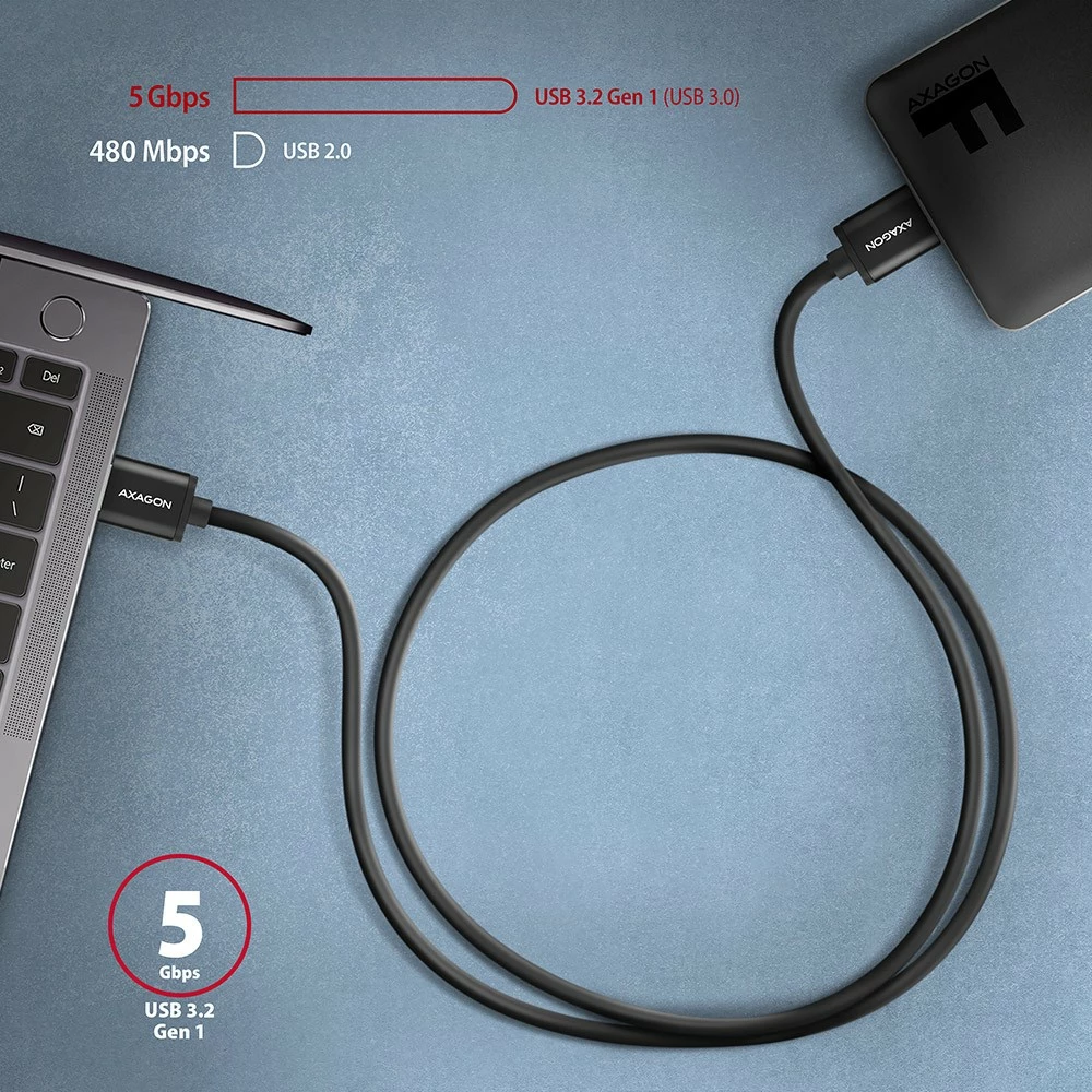 Kabel Micro-B USB na USB-A, AXAGON BUMM3-AM10AB, 1 m, 3A, črn Kabel Micro-B USB na USB-A, AXAGON BUMM3-AM10AB, 1 m, 3A, črn