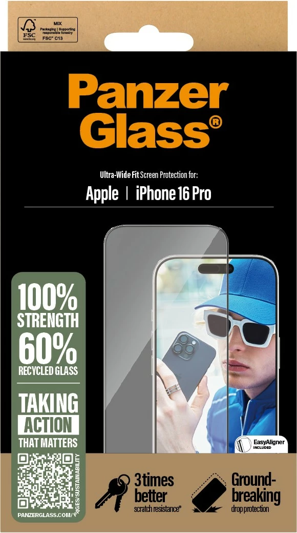 Zaščitno steklo PanzerGlass za iPhone 16 Pro, prozorno