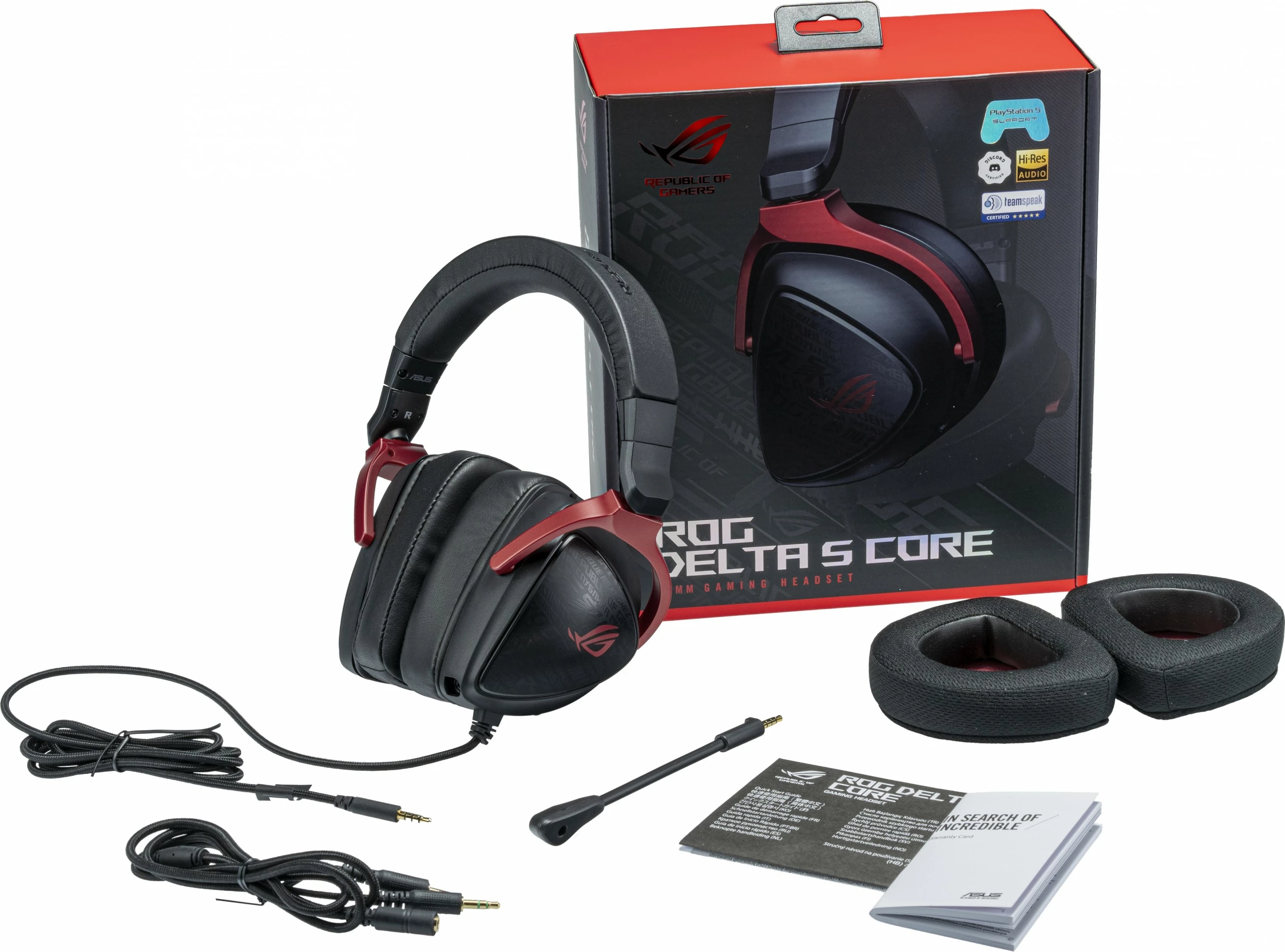 Gaming slušalke ROG Delta S Core ASUS, z žico, virtualni 7.1 surround, snemljiv mikrofon, črne