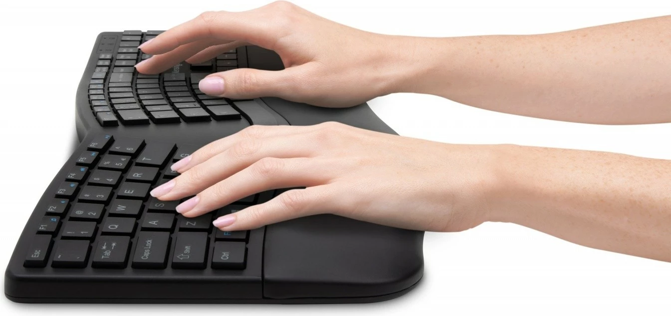 Ergonomska brezžična tipkovnica, Kensington Pro Fit Ergo K75401WW, NL razpored, 2,4 GHz & Bluetooth, z oporo za zapestje, črna