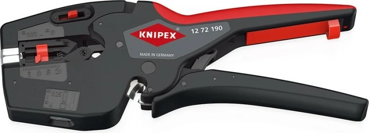 Multi-funkcijsko orodje za električarje Knipex NexStrip, plastično, 190 mm, črno/rdeče
