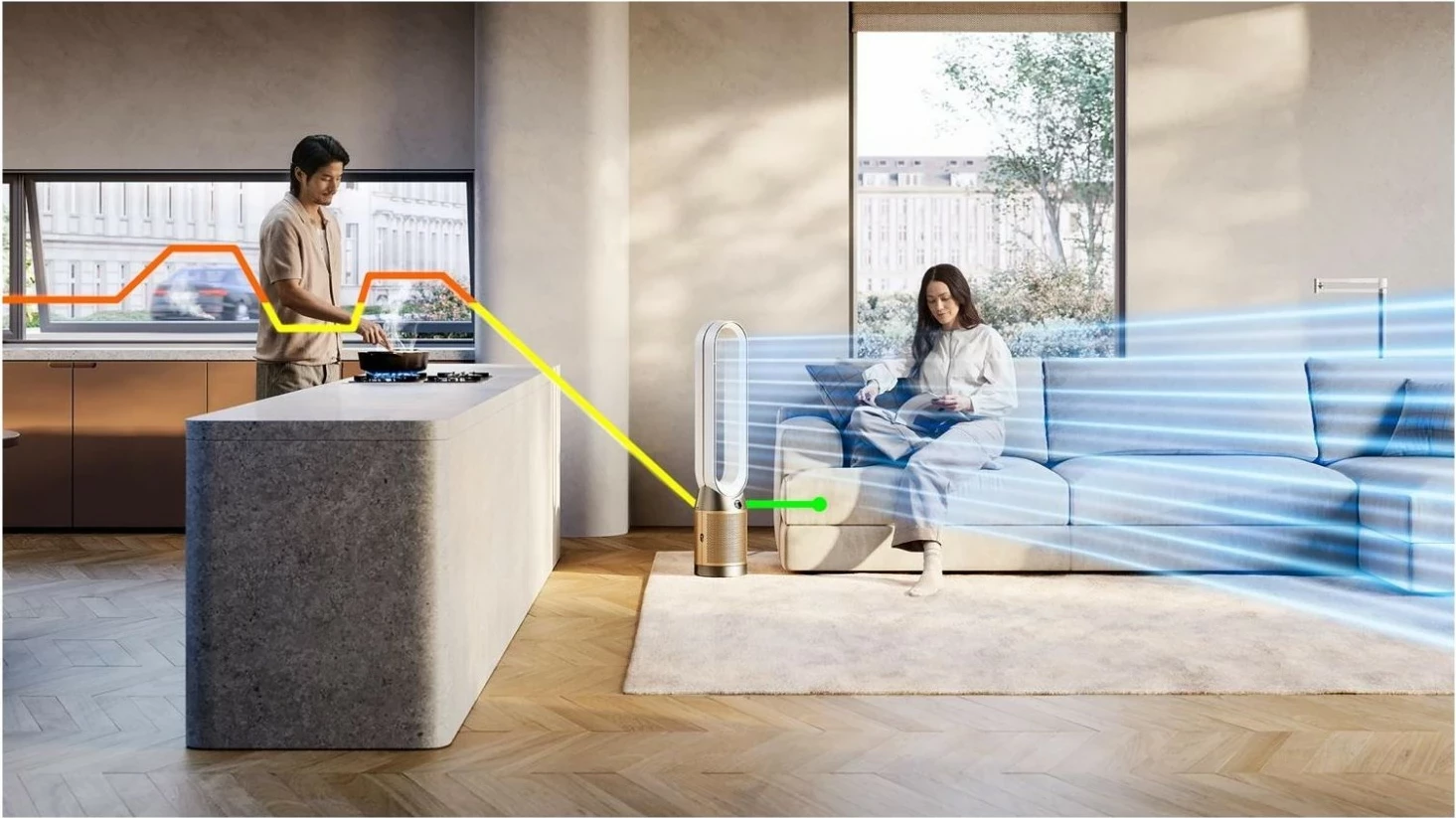 Purifikator zraka Dyson Purifier Cool PC2 De-NOx, pameten, zlata barva