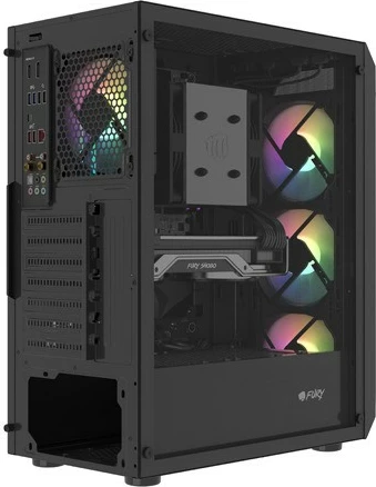 Računalniško ohišje Natec Fury Shobo SH4F RGB, Midi Tower, kaljeno steklo, 4 RGB ventilatorji, črno