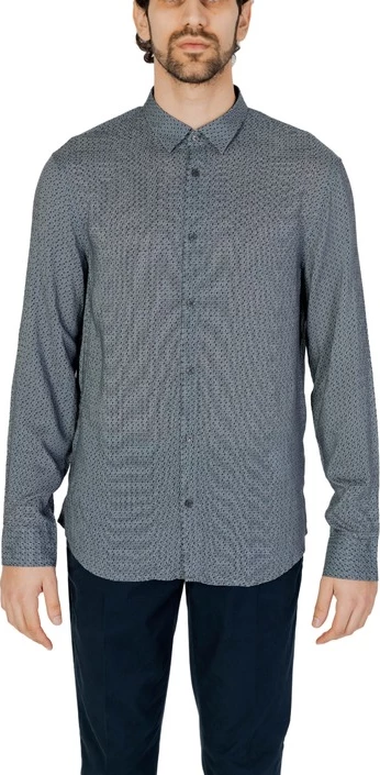 Klasika z vzorcem, Armani Exchange moška srajca, siva