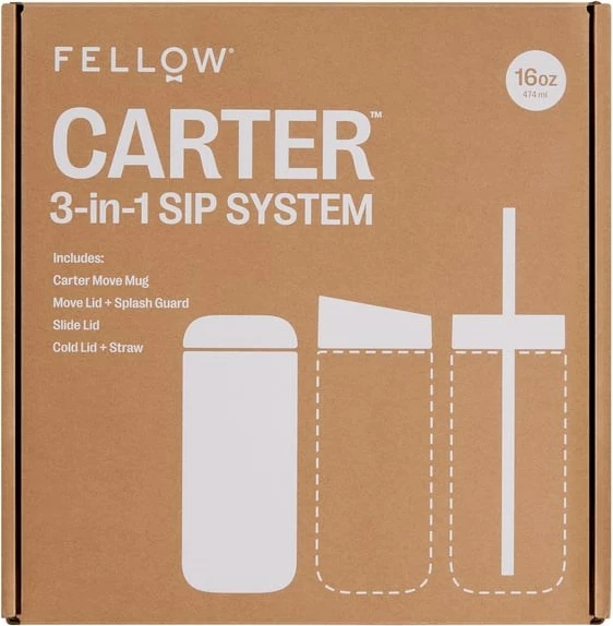 Termos Fellow Carter + 3 pokrovki, 473 ml, mat bela