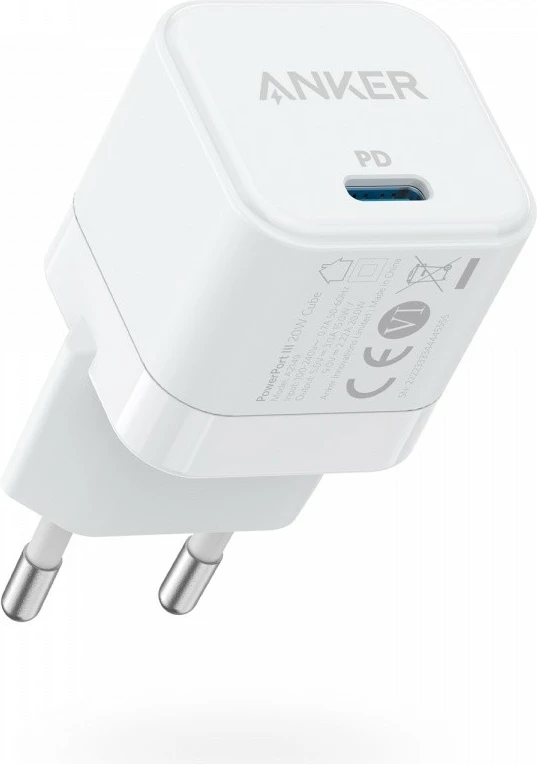 Stenski polnilec PowerPort III Cube Anker, 20 W, USB-C, bel