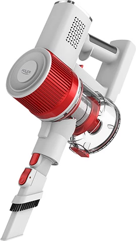 Pokončni brezžični sesalnik Adler AD 7051, 300 W, 0,6 L, 22,2 V Li-ion 2200 mAh, krtača z LED, LCD, bel/rdeč