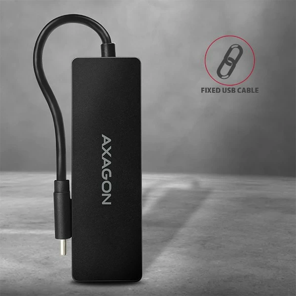 USB hub z 4 vrati, USB 3.2 Gen 1, kabel Type-C 14 cm, črn AXAGON HUE-G1C USB hub z 4 vrati, USB 3.2 Gen 1, kabel Type-C 14 cm, črn AXAGON HUE-G1C