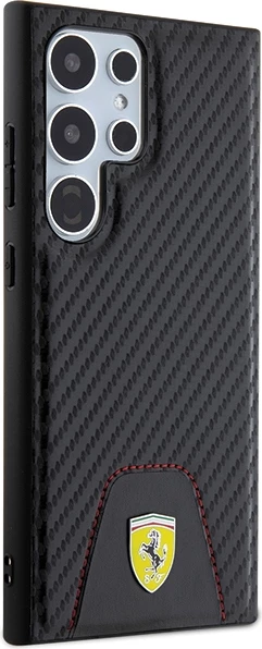 Ovitek za telefon Carbon Stitched Bottom Ferrari za Samsung Galaxy S24 Ultra, črn